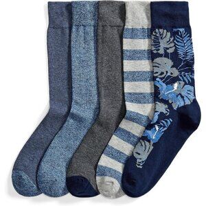 Men's Blue/Grey Comfortable Patterned Dress Socks 83% Cotton, 16% Nylon, 1%